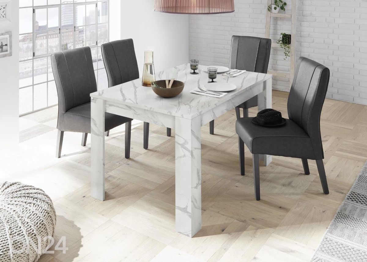 Pikendatav söögilaud Carrara 137-185x90 cm suurendatud