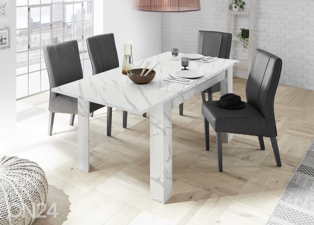 Pikendatav söögilaud Carrara 137-185x90 cm suurendatud