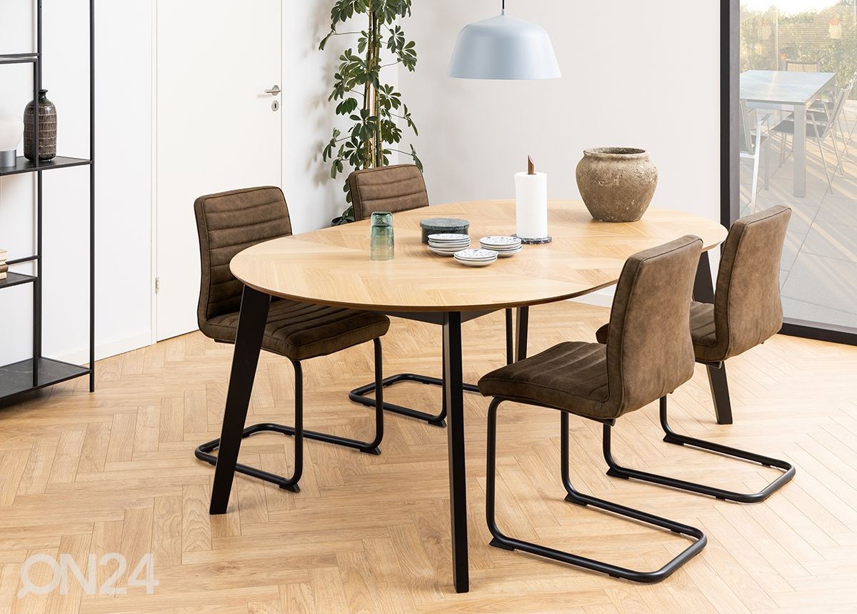 Pikendatav söögilaud Grace Ø120/198 cm suurendatud