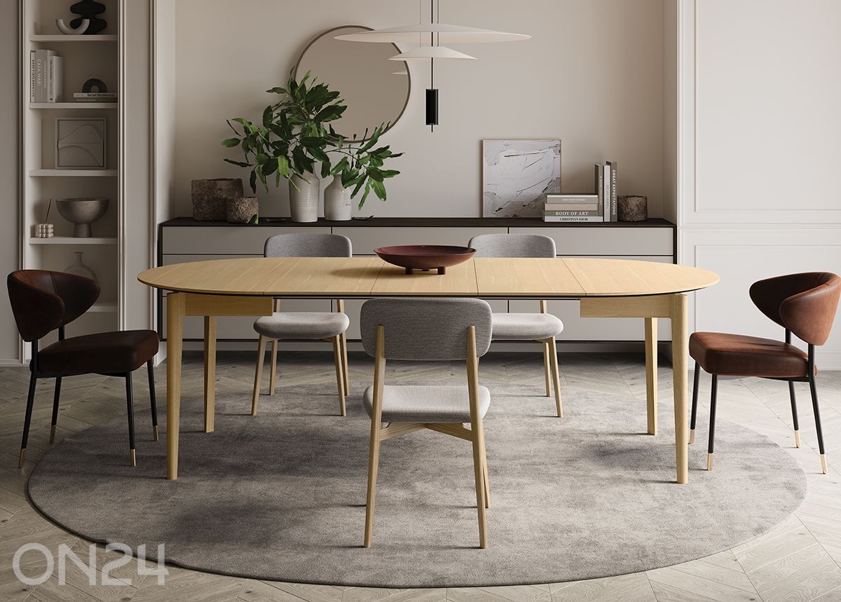 Pikendatav söögilaud Plot Ø 90x90/210 cm suurendatud