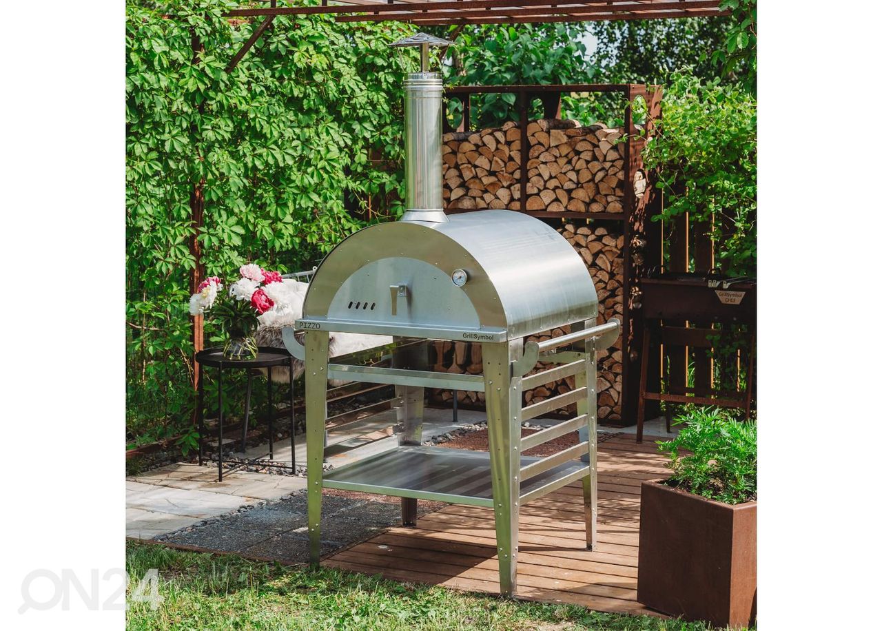 Pitsaahi koos aluslauaga Pizzo-Set-Inox suurendatud