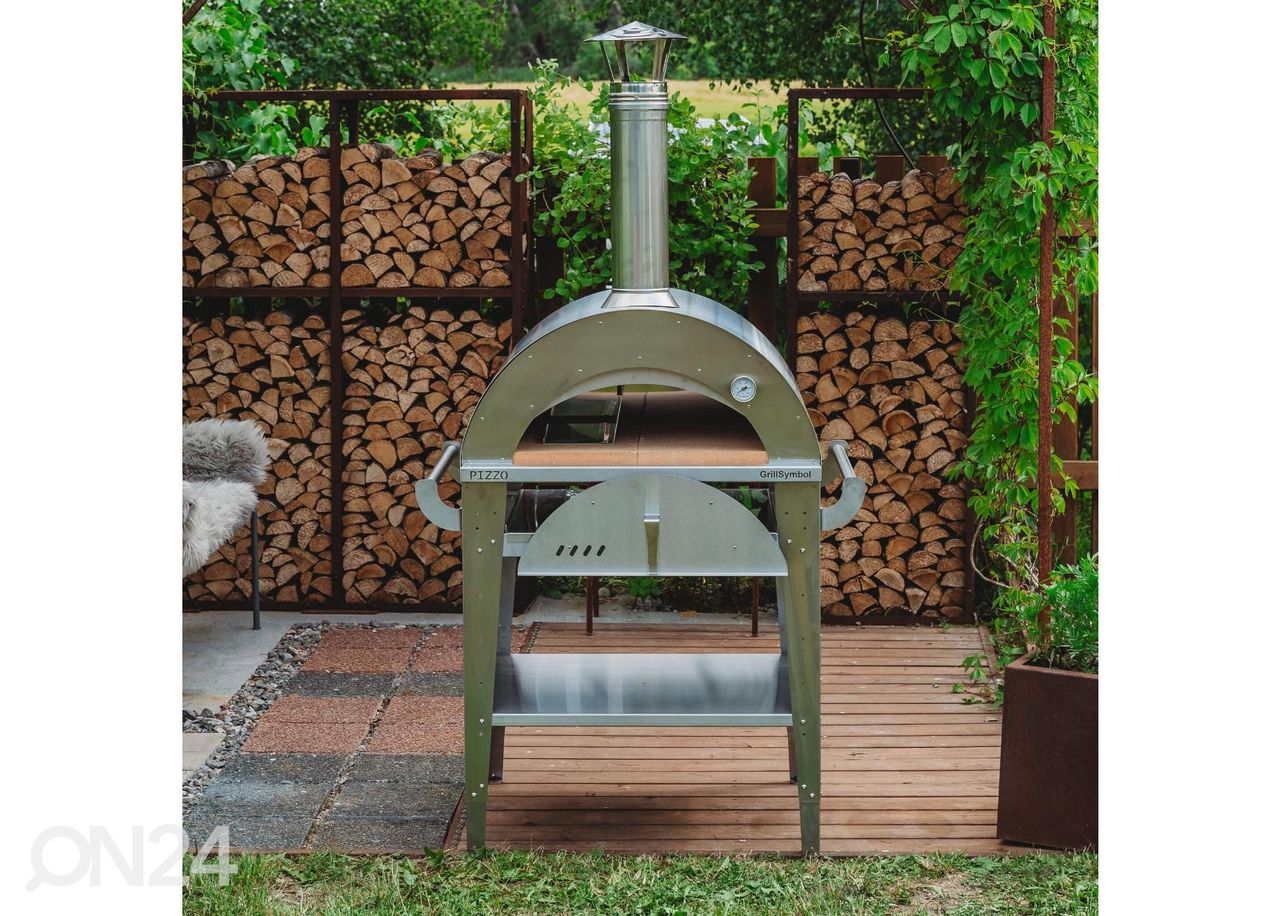 Pitsaahi koos aluslauaga Pizzo-Set-Inox suurendatud