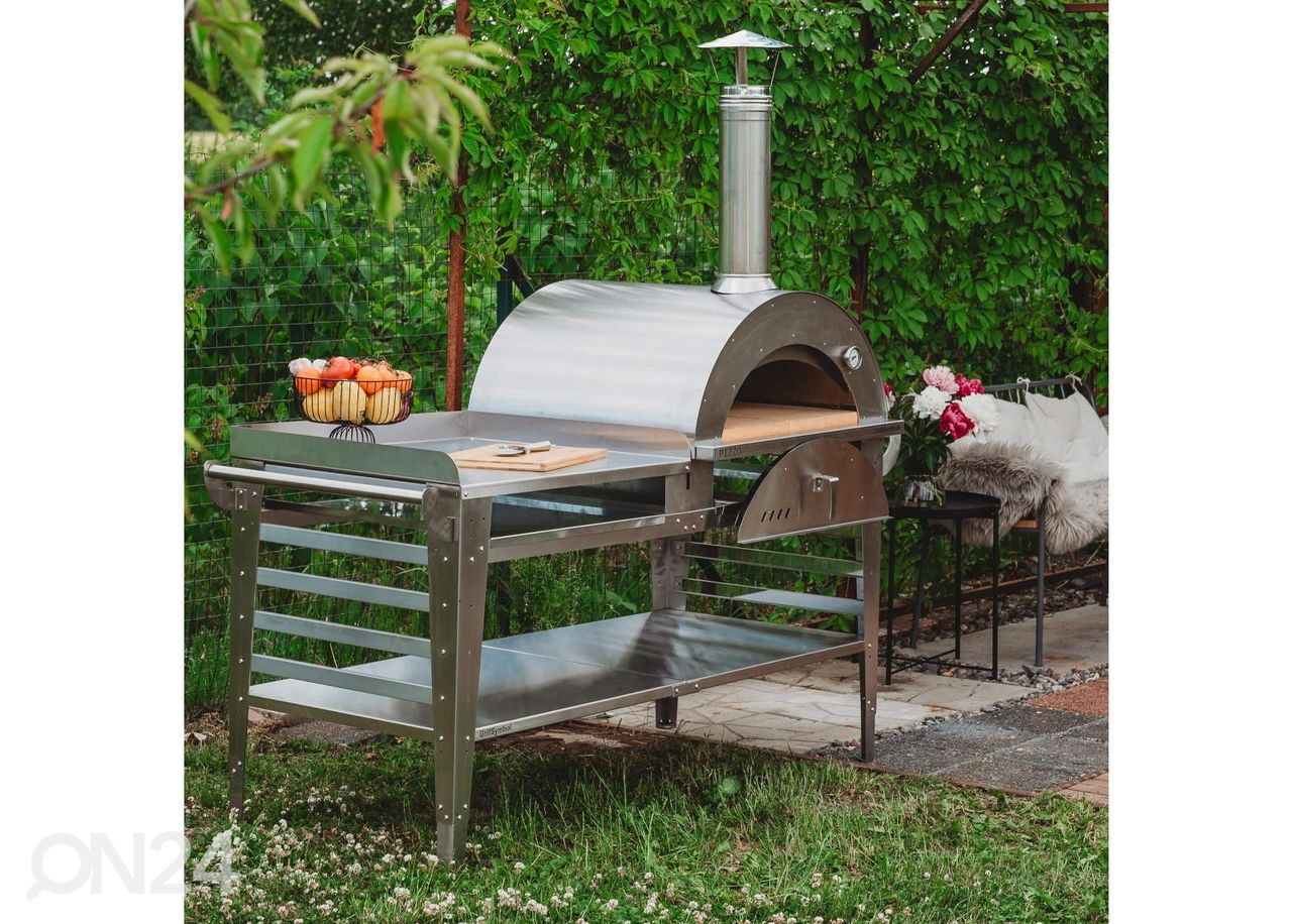Pitsaahi koos aluslauaga Pizzo-XL-set-Inox suurendatud