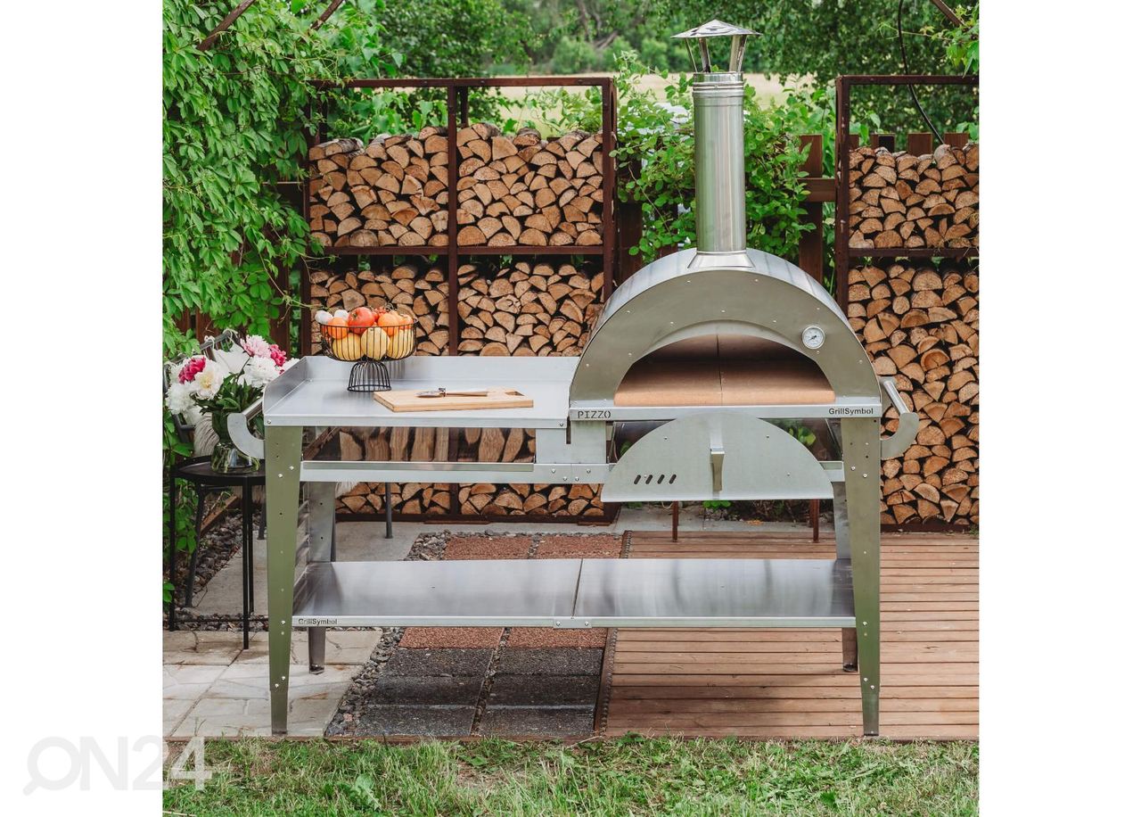 Pitsaahi koos aluslauaga Pizzo-XL-set-Inox suurendatud