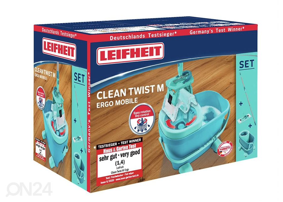 Põrandapesukomplekt Leifheit Clean Twist M Ergo ratastega suurendatud