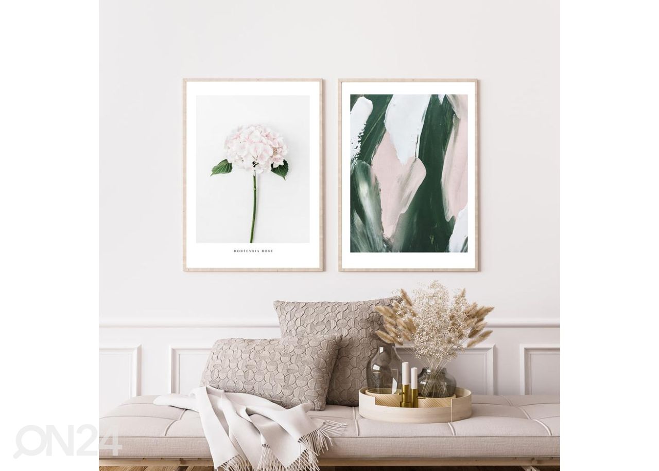 Poster Abstraktne roheline ja roosa 30x40 cm suurendatud