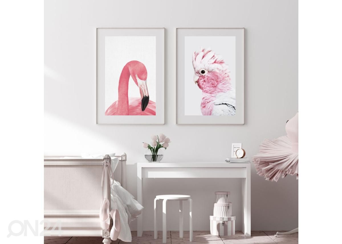 Poster Flamingo portree 21x30 cm suurendatud