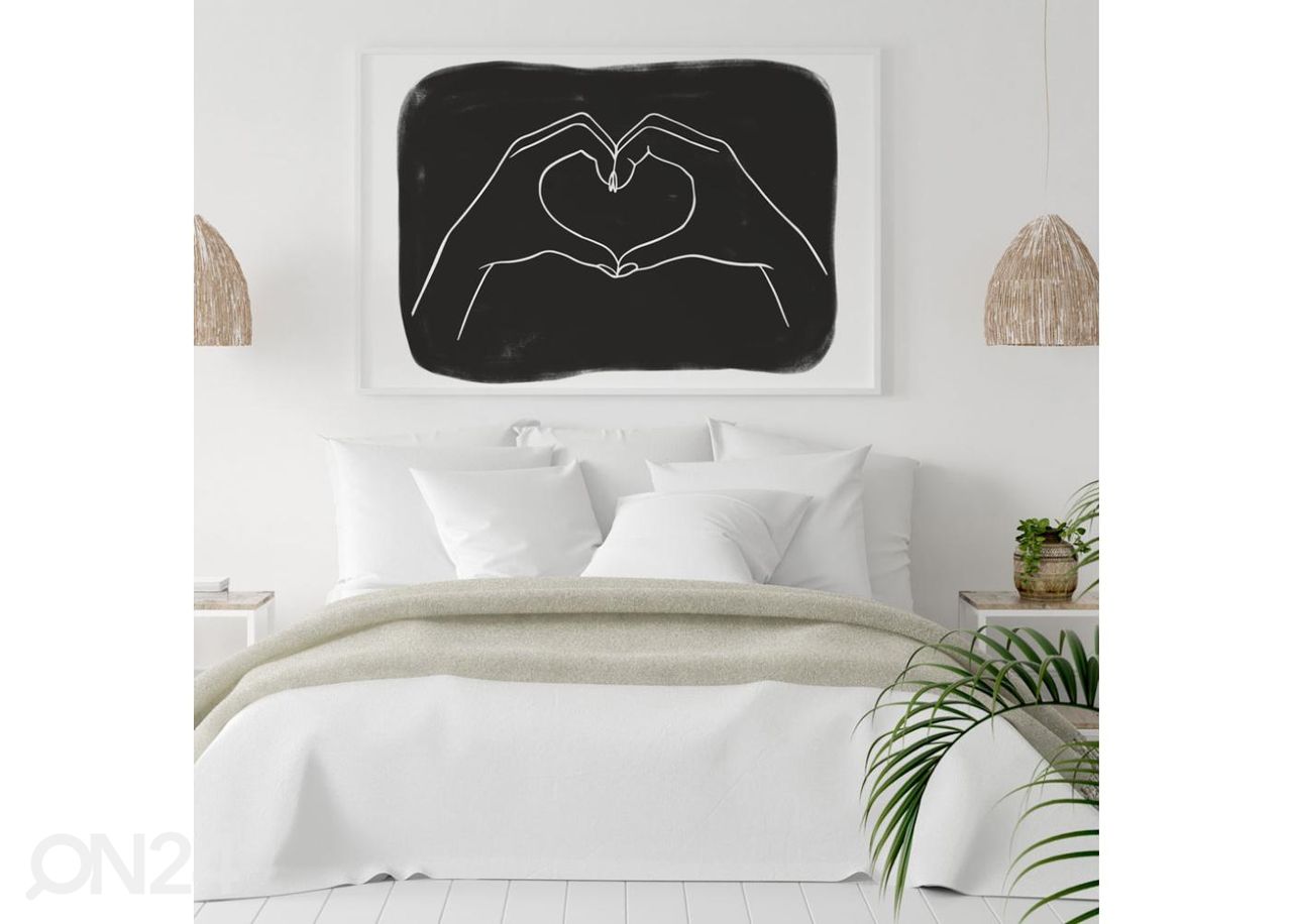 Poster Must-valge süda 70x100 cm suurendatud