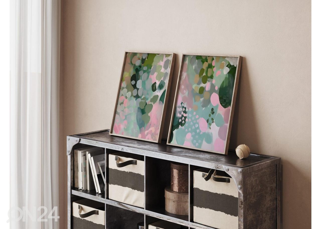 Poster Rohelised ja roosad täpid II 50x70 cm suurendatud