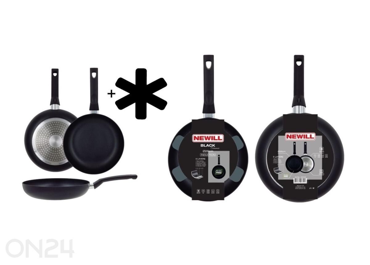 Praepann Black Ceramic Ø 26 cm + pannikaitse, keraamiline, induktsioon suurendatud