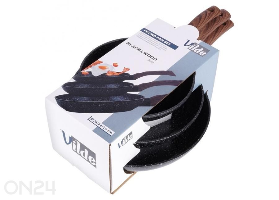 Praepannide komplekt Black&Wood 3 osa suurendatud