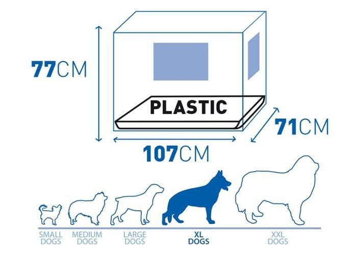 Puur 2 ukse ja plastikalusega xl / 107x71x77cm must Duvo+ suurendatud