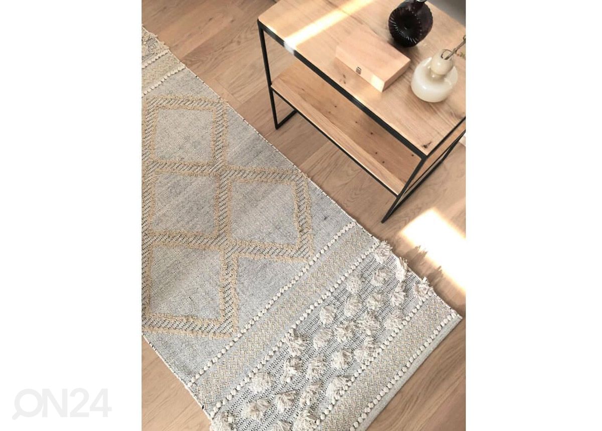 Puuvillane vaip Olki beež 80x200 cm suurendatud