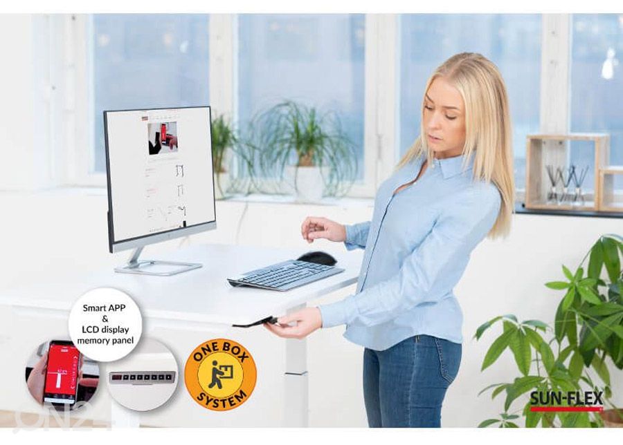 Reguleeritav kirjutuslaud Sun-Flex Elite valge suurendatud