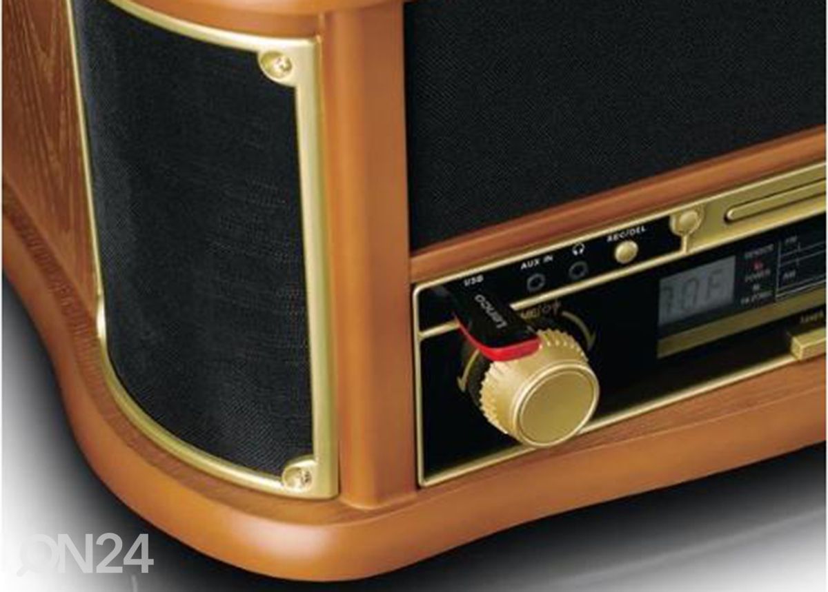 Retro-muusikakeskus vinüülplaadi- ja kassetimängijaga Lenco suurendatud
