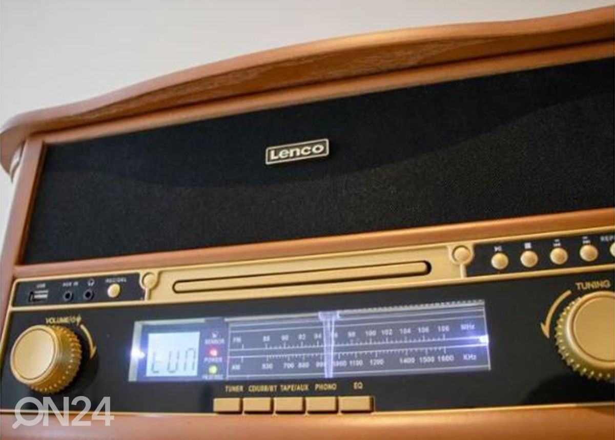 Retro-muusikakeskus vinüülplaadi- ja kassetimängijaga Lenco suurendatud