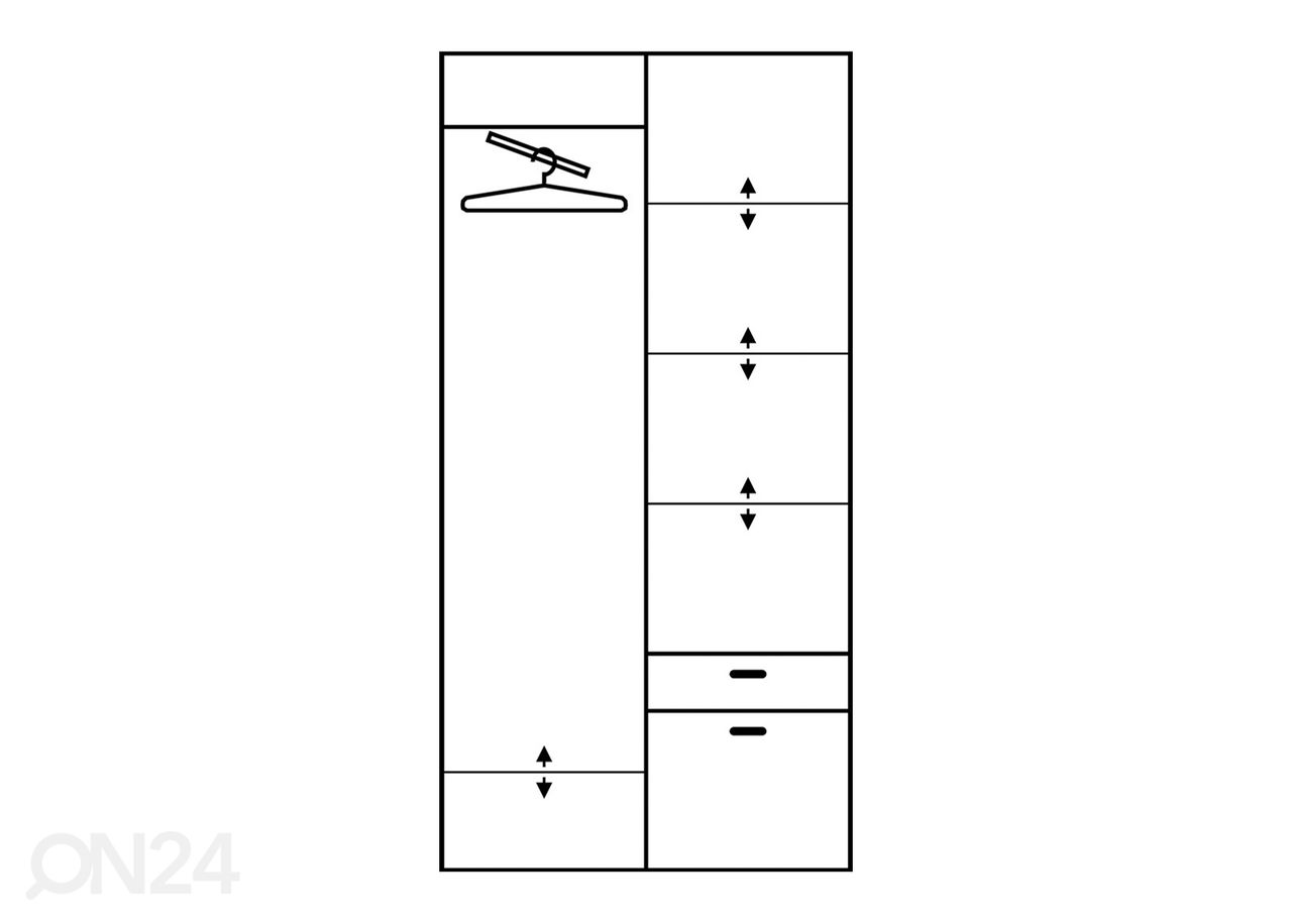 Riidekapp 100 cm suurendatud