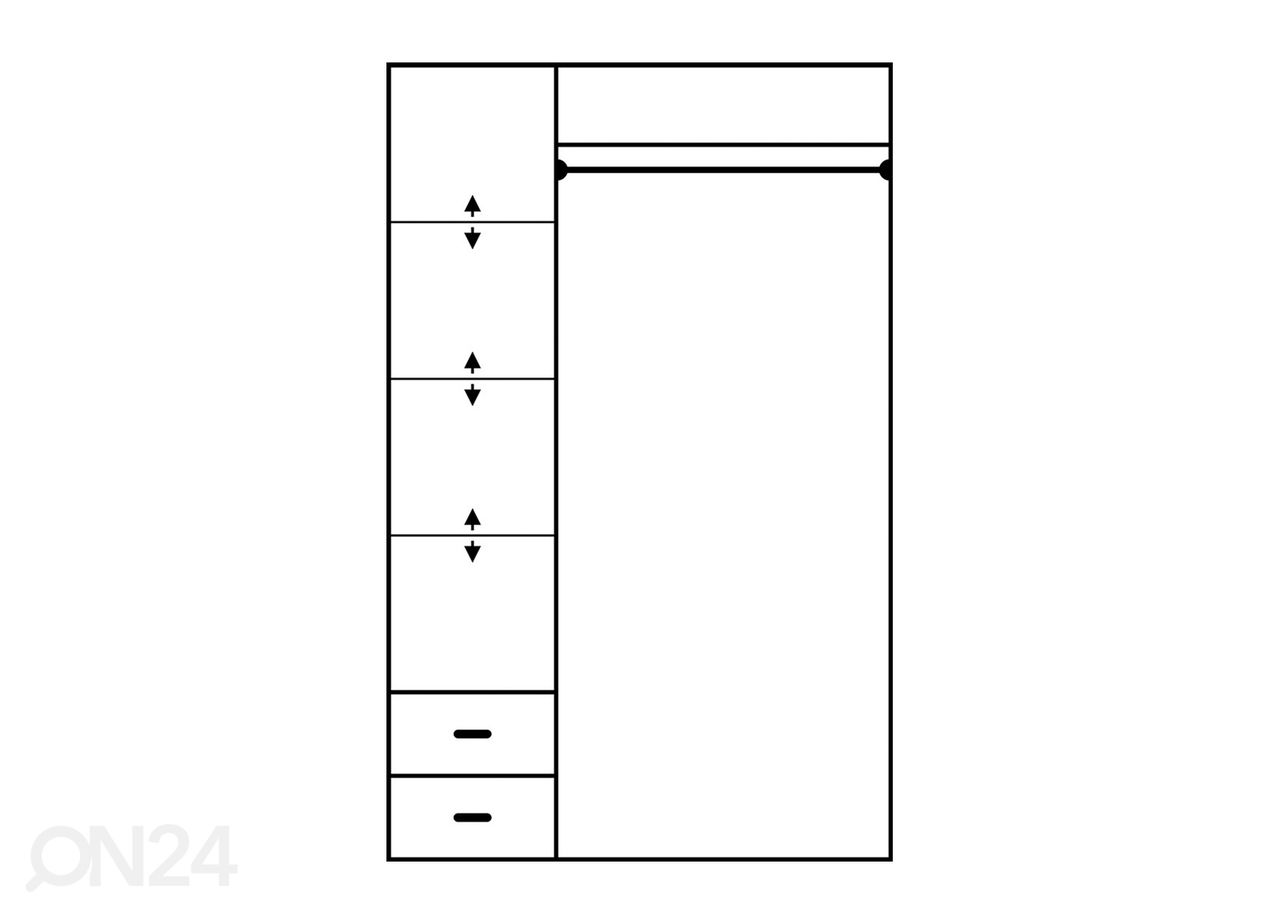 Riidekapp 120 cm suurendatud