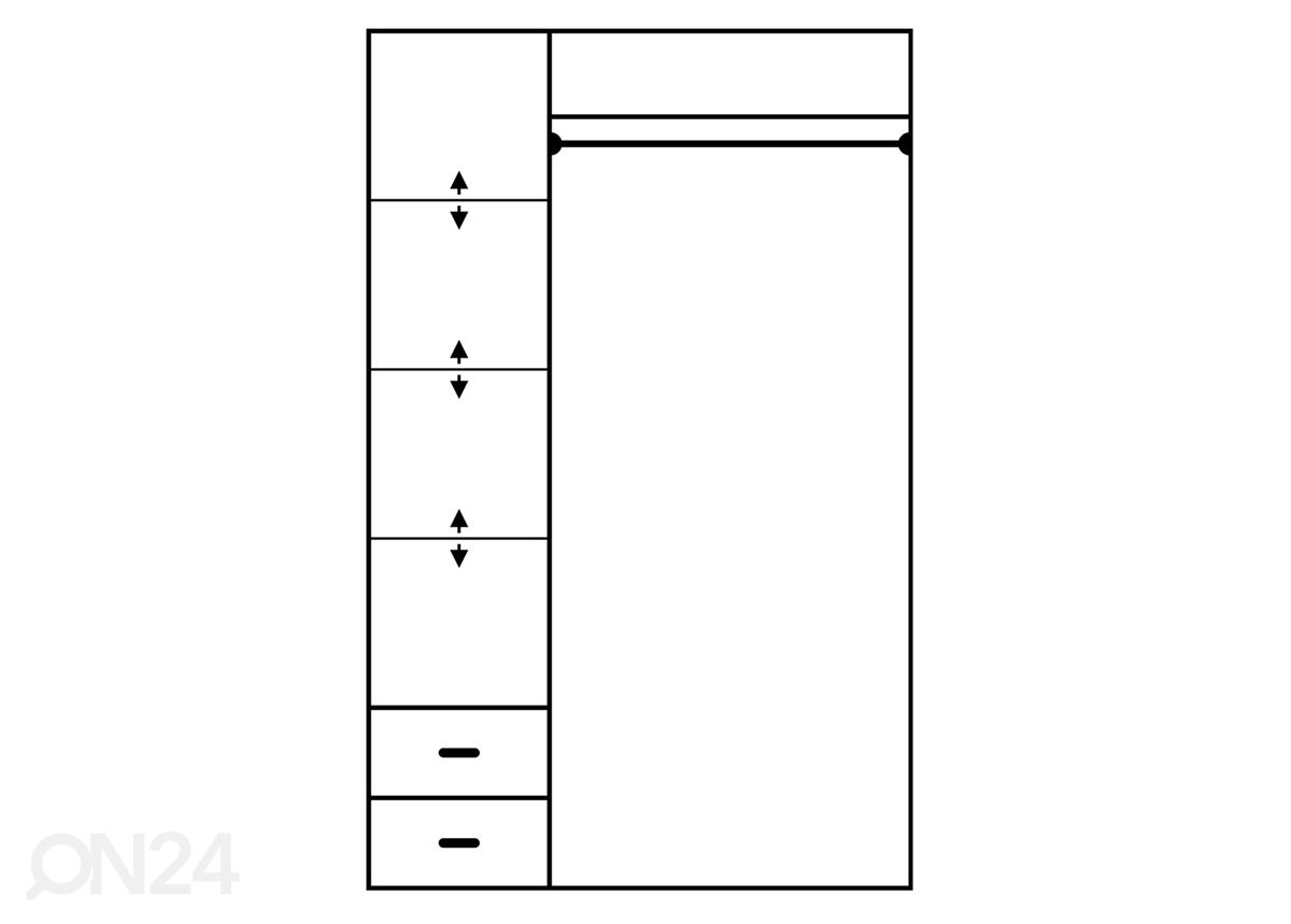 Riidekapp 120 cm suurendatud