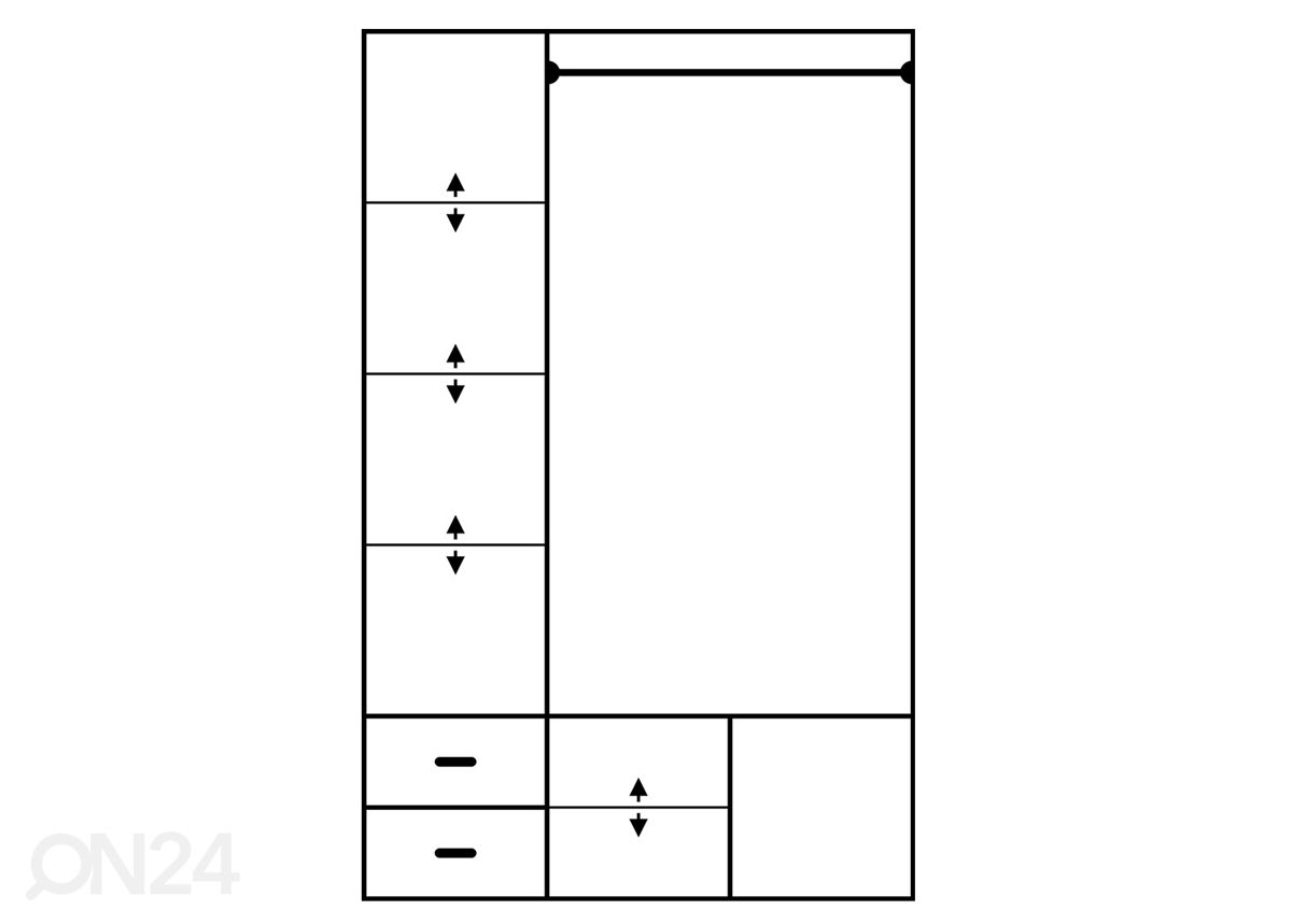 Riidekapp 120 cm suurendatud