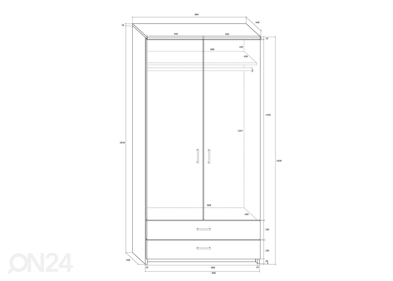 Riidekapp 90 cm suurendatud