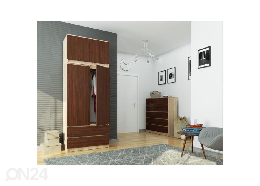 Riidekapp 90 cm, sonoma/wenge suurendatud