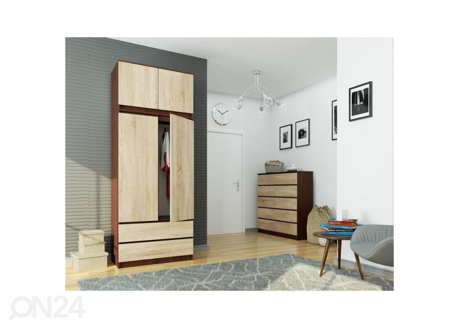 Riidekapp 90 cm, wenge/sonoma suurendatud