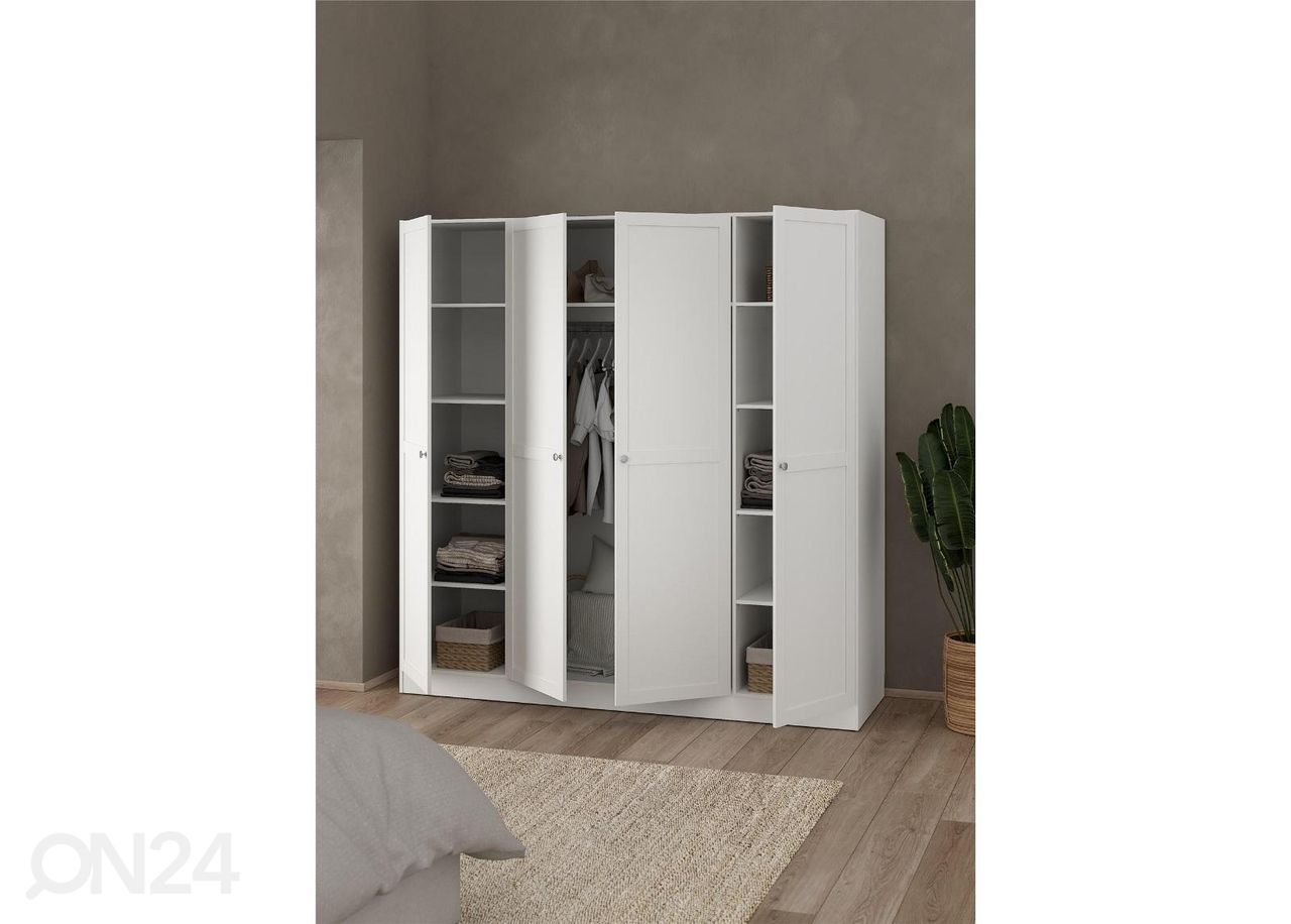 Riidekapp Billund 4, 195 cm valge suurendatud