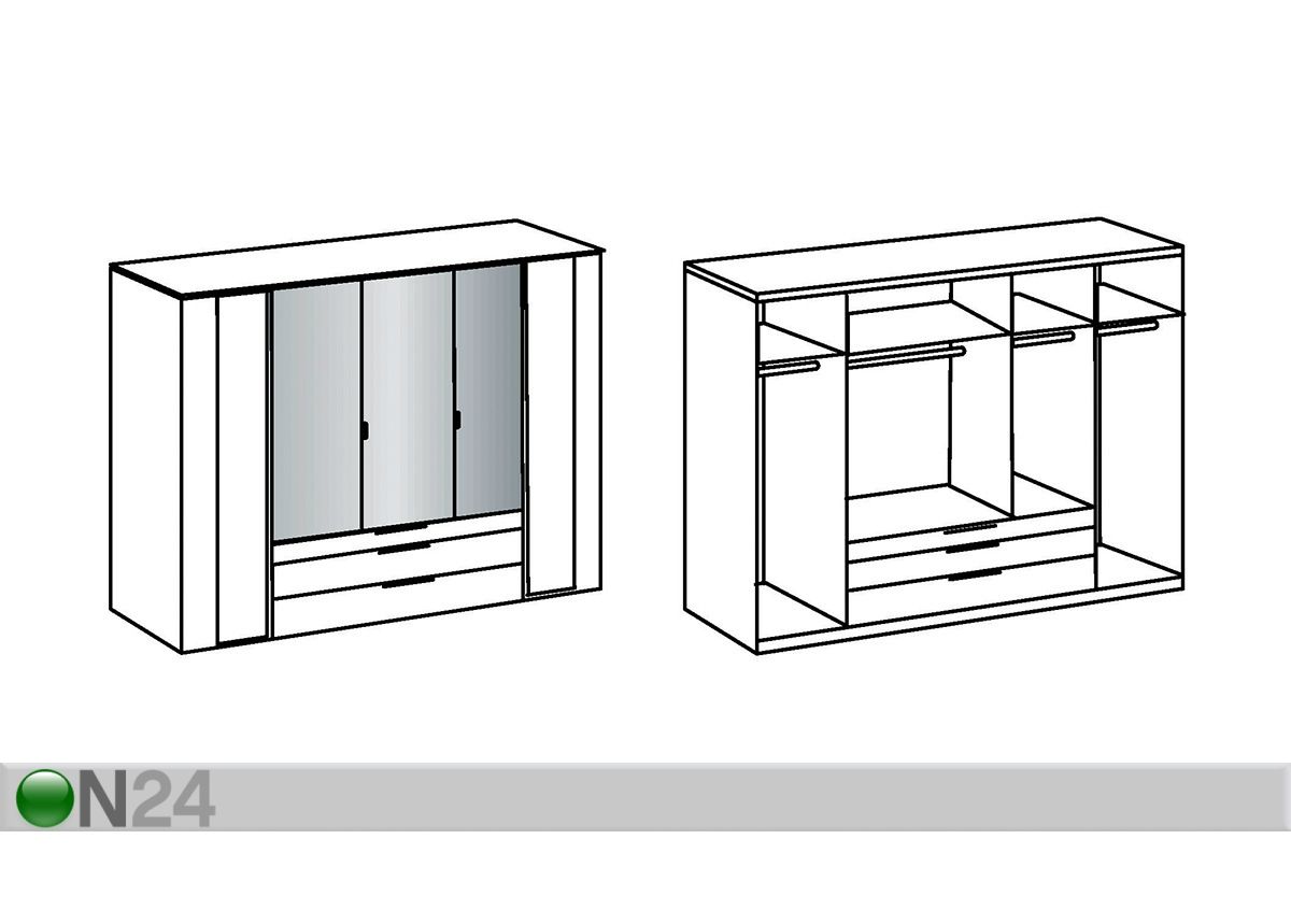 Riidekapp Chicago 250 cm suurendatud