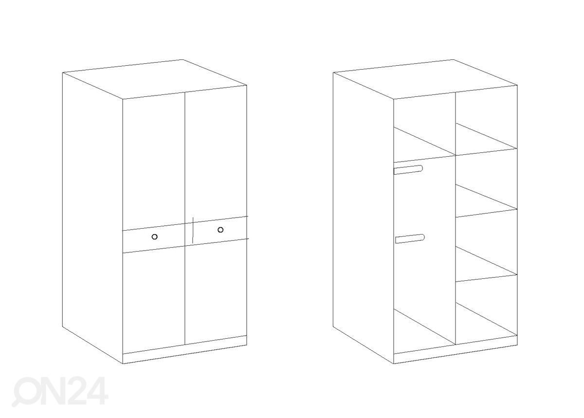 Riidekapp Kimba 90 cm suurendatud
