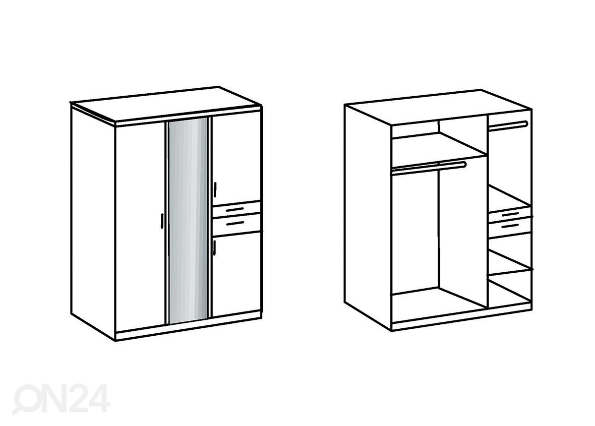 Riidekapp Koblenz 135 cm suurendatud
