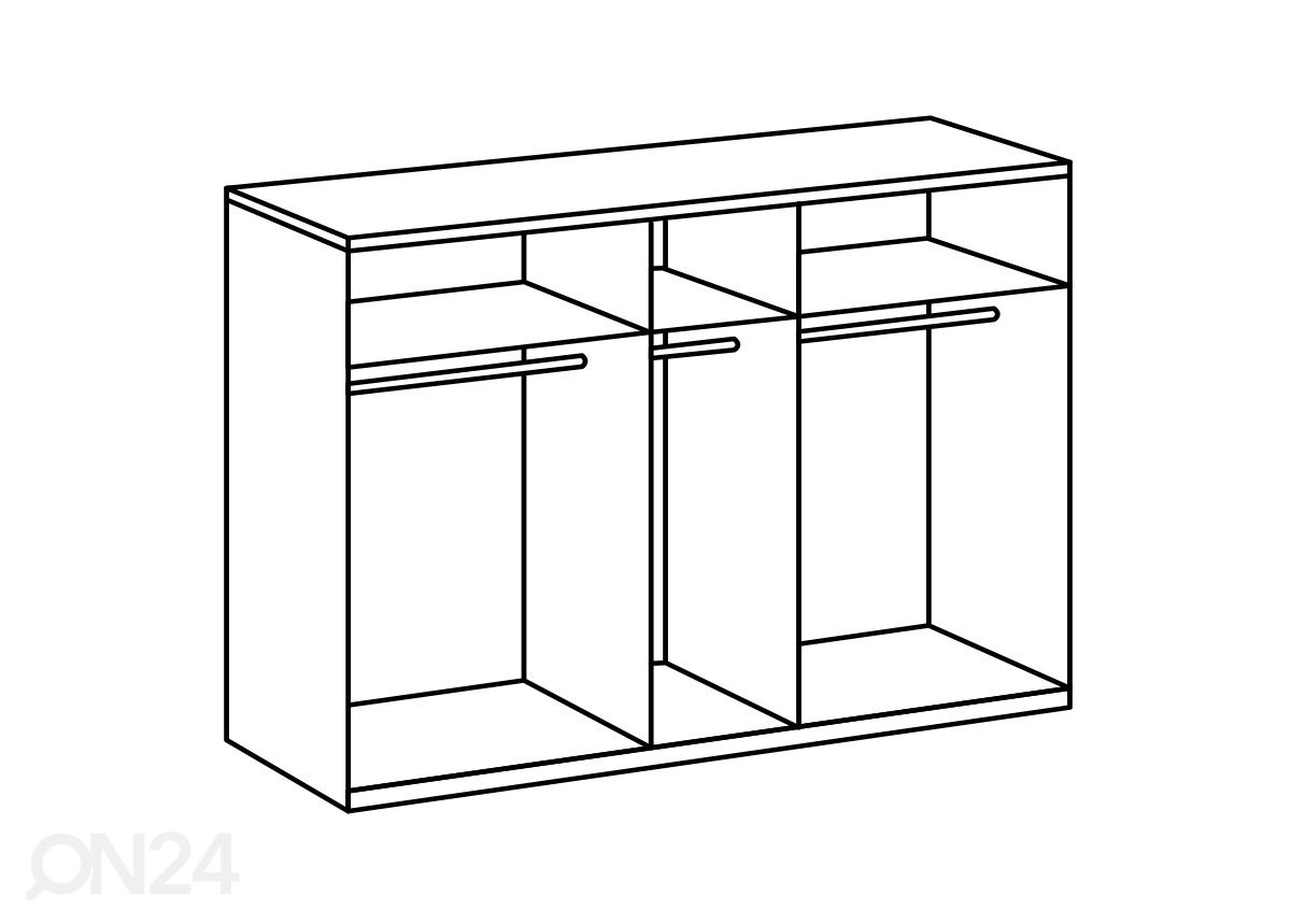 Riidekapp Kopenhagen 225 cm suurendatud