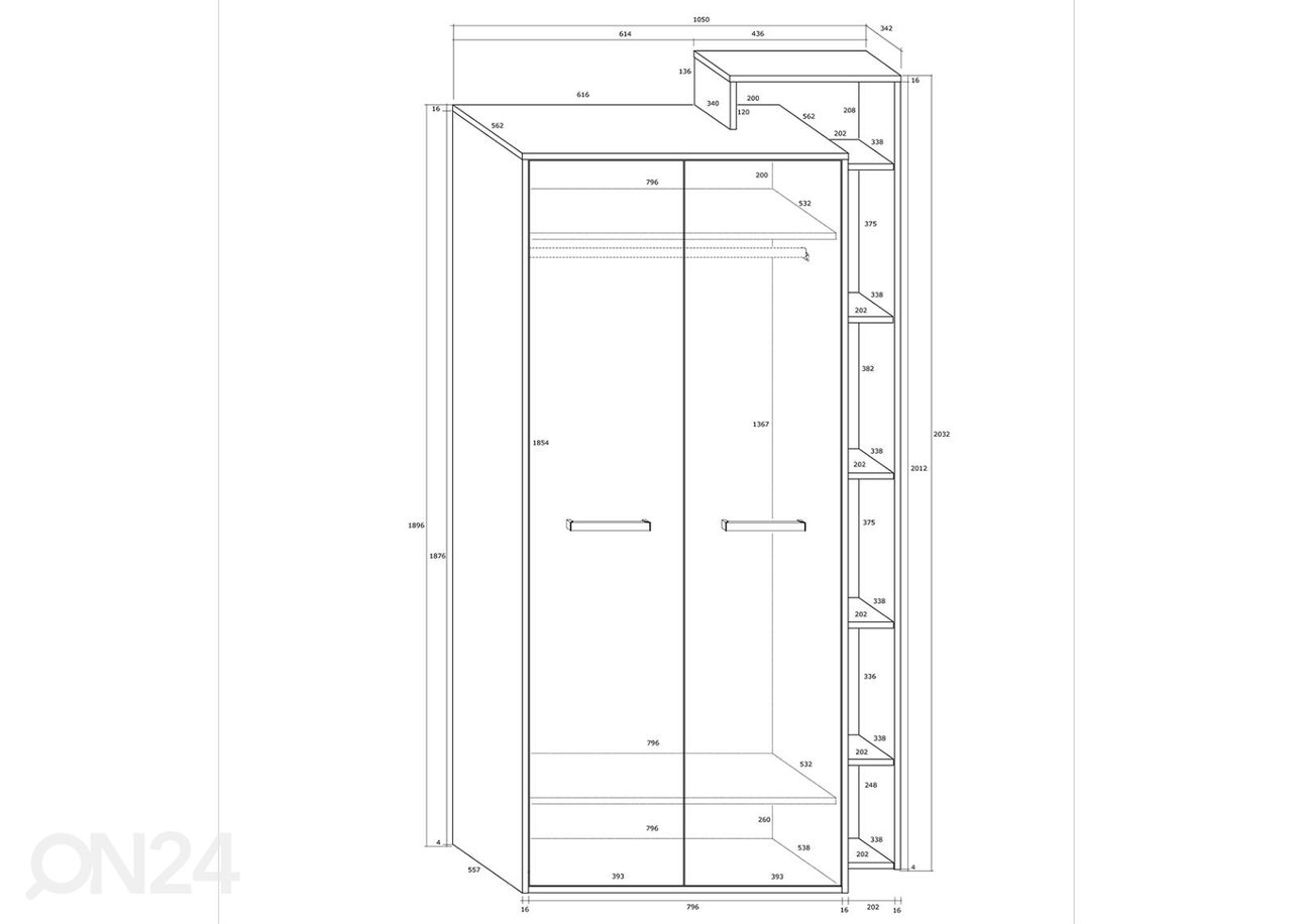 Riidekapp Macroom 105 cm suurendatud