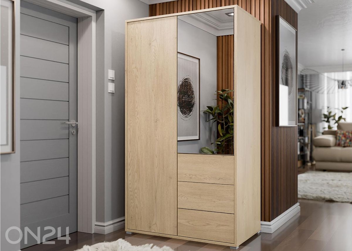 Riidekapp peegliga Gesita 100 cm suurendatud