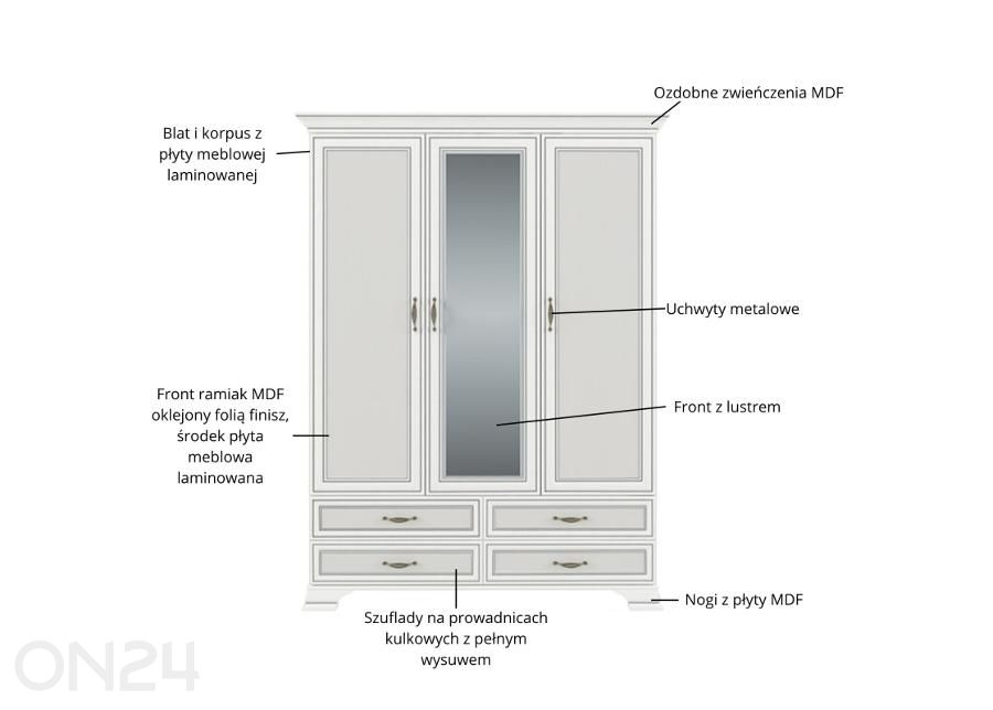 Riidekapp peegliga Tiffany II suurendatud