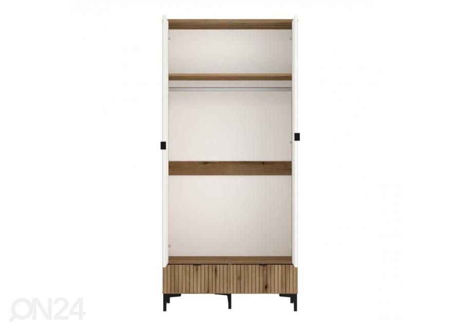 Riidekapp Ricko 91,5 cm, valge/tamm suurendatud