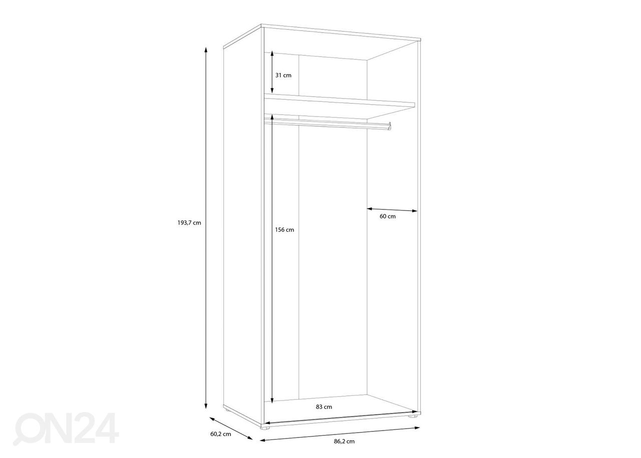 Riidekapp Tommy 86 cm suurendatud