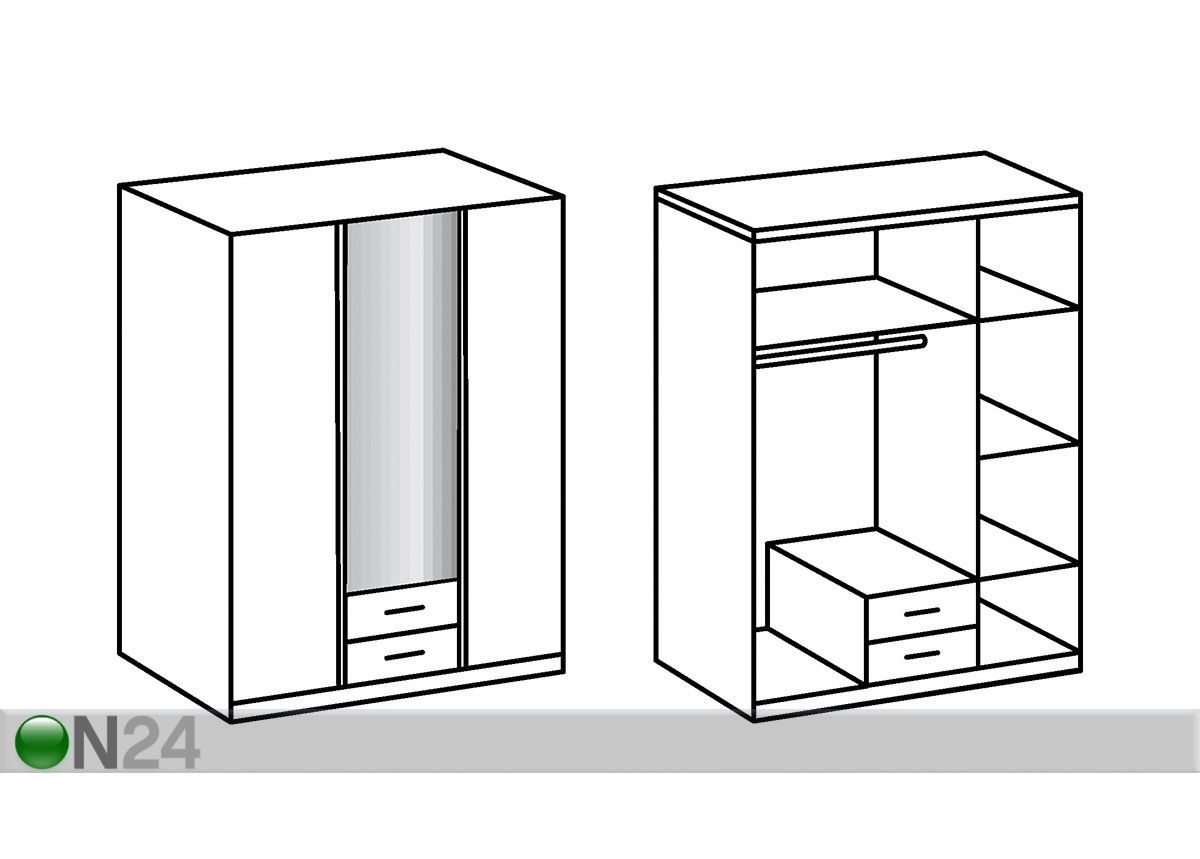 Riidekapp Trio 135 cm suurendatud