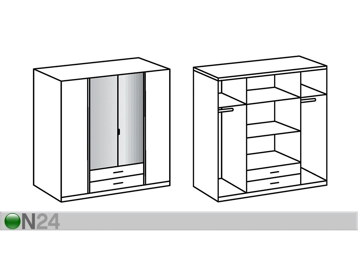 Riidekapp Trio 180 cm suurendatud