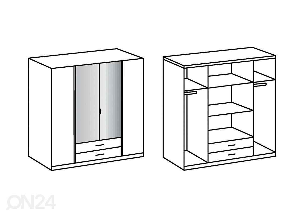 Riidekapp Trio 180 cm suurendatud