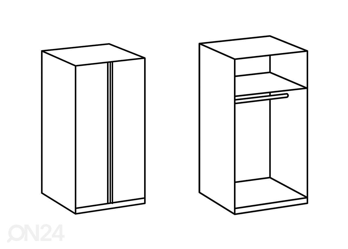 Riidekapp Trio 90 cm suurendatud
