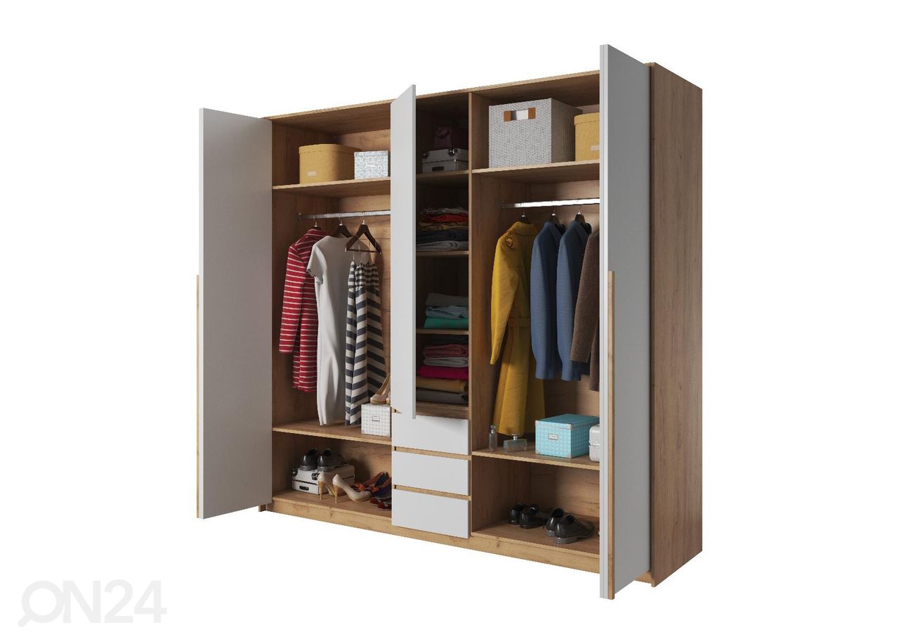 Riidekapp voldikustega Xelo 225 cm suurendatud