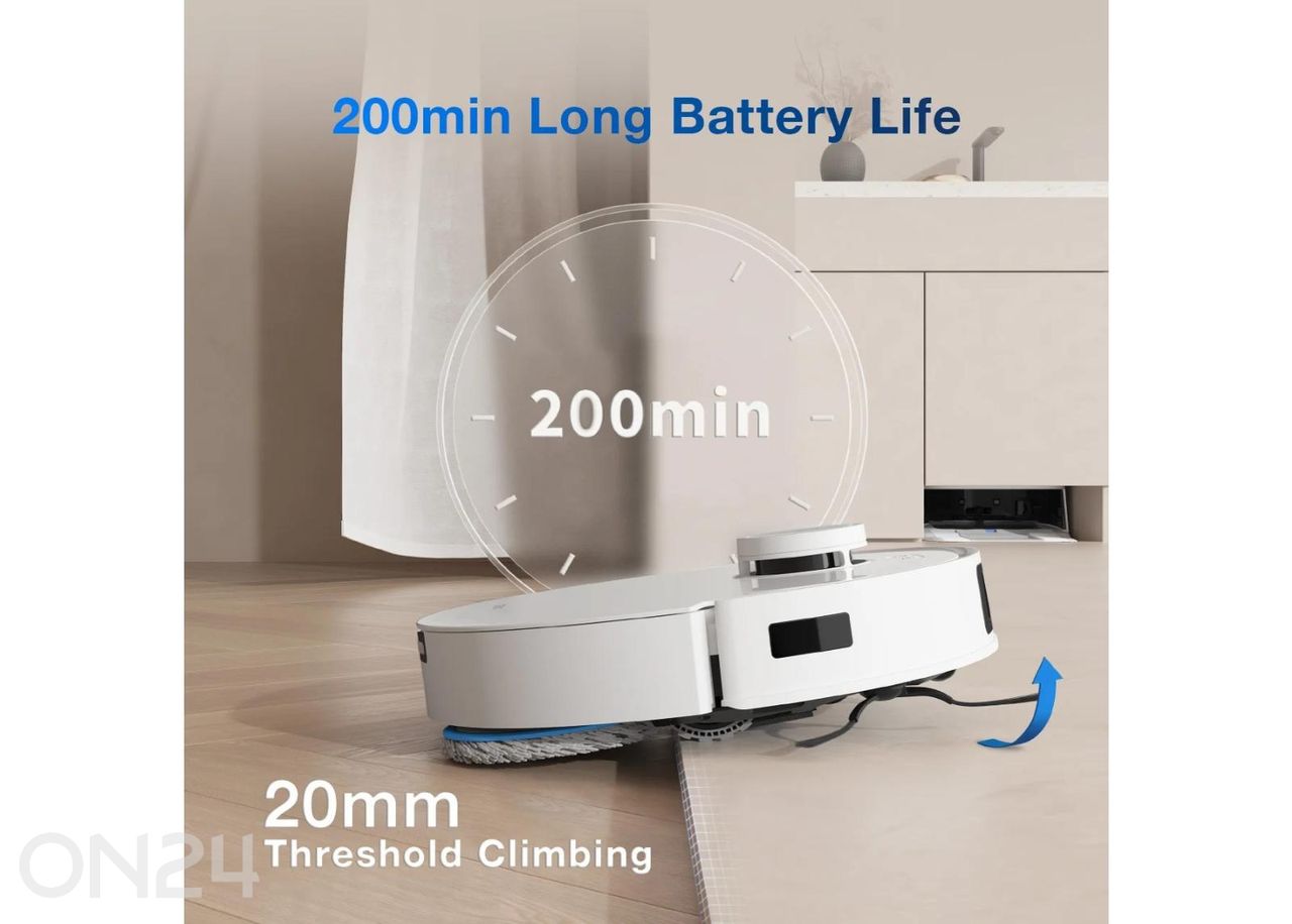 Robottolmuimeja + käsitolmuimeja Ecovacs Deebot T30S COMBO, märg- ja kuivpuhastus, valge suurendatud