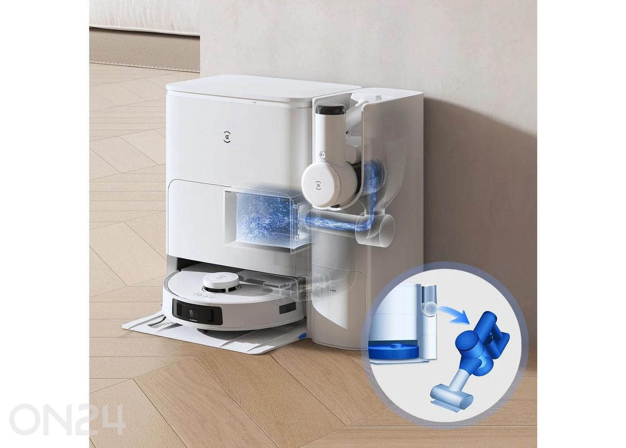 Robottolmuimeja + käsitolmuimeja Ecovacs Deebot T30S COMBO, märg- ja kuivpuhastus, valge suurendatud