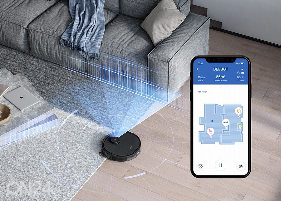 Robottolmuimeja mopiga ECOVACS DEEBOT OZMO T8 AIVI suurendatud