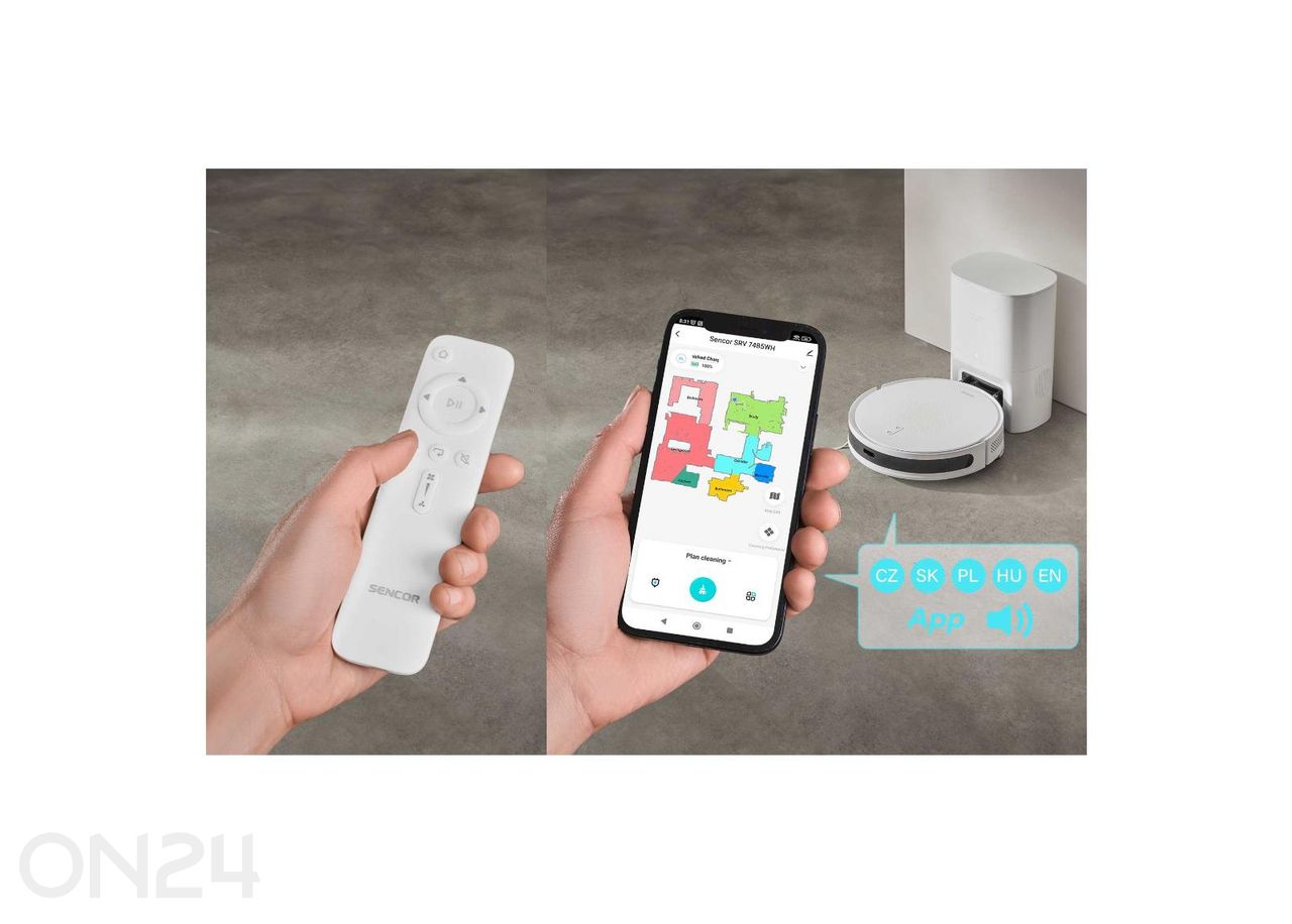 Robottolmuimeja tühjendusjaamaga Sencor SRV7485WH suurendatud