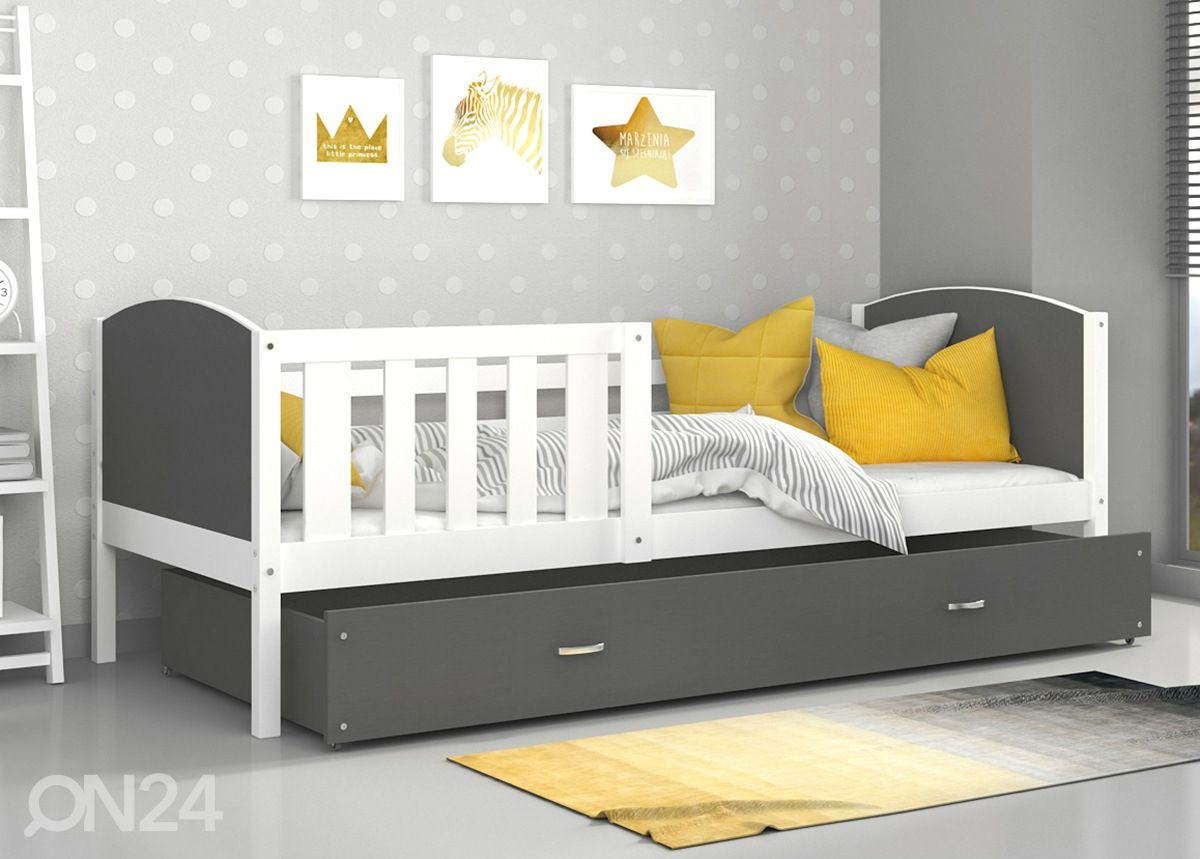 Sahtliga lastevoodi + madrats 80x190 cm suurendatud