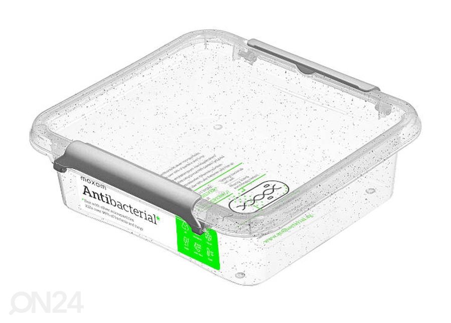 Säilituskarp Antibacterial 850 ml, 3 tk, 15x15xh9 cm suurendatud