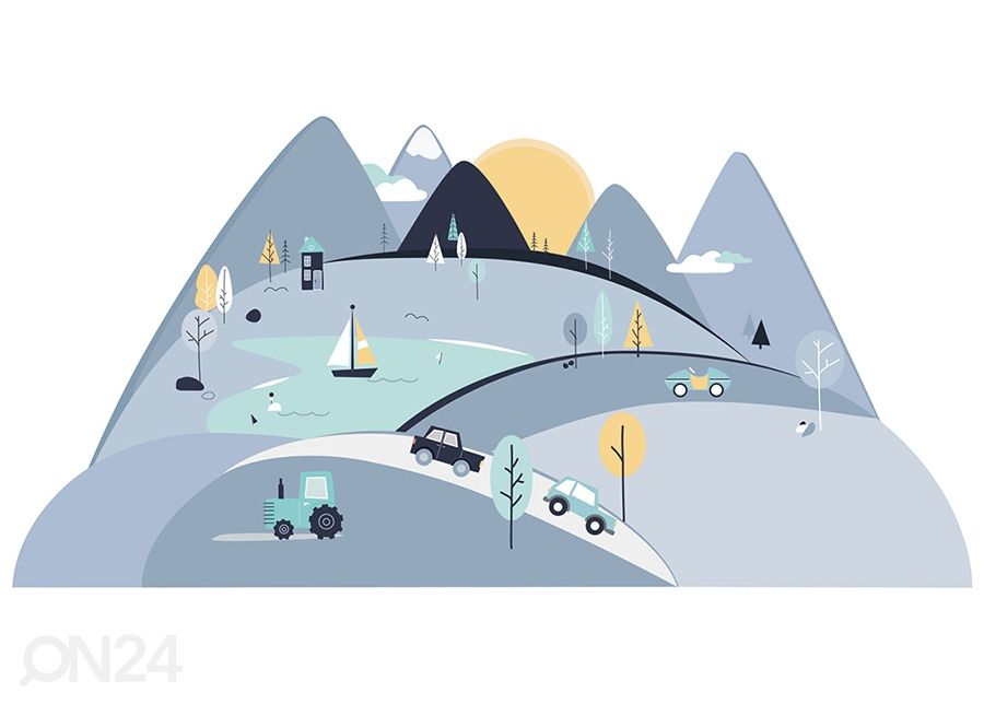 Seinakleebis Sinised mäed L suurendatud