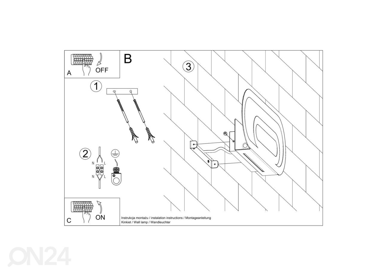 Seinalamp Saccon, valge suurendatud